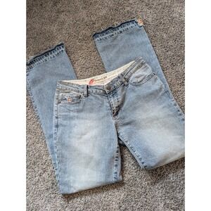 Sweet Lips Jeans Y2K Light Wash Distressed Embroidered Flare Bootcut